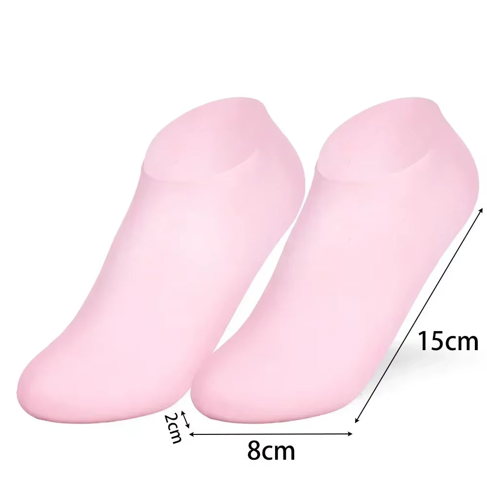 2 Pack Moisturizing Silicone Gel Socks for Dry Cracked Feet Nourishing Skin Lubricating Foot Care Massage Socks Manicure Tools