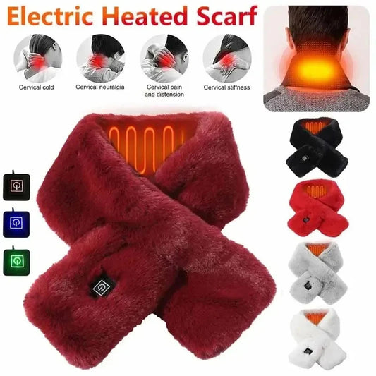 Heating Scarf USB Electric Heated Neck Wrap Heating Pad Pain Relief Three-Gear Temperature Control Neck Warmer for Women Men