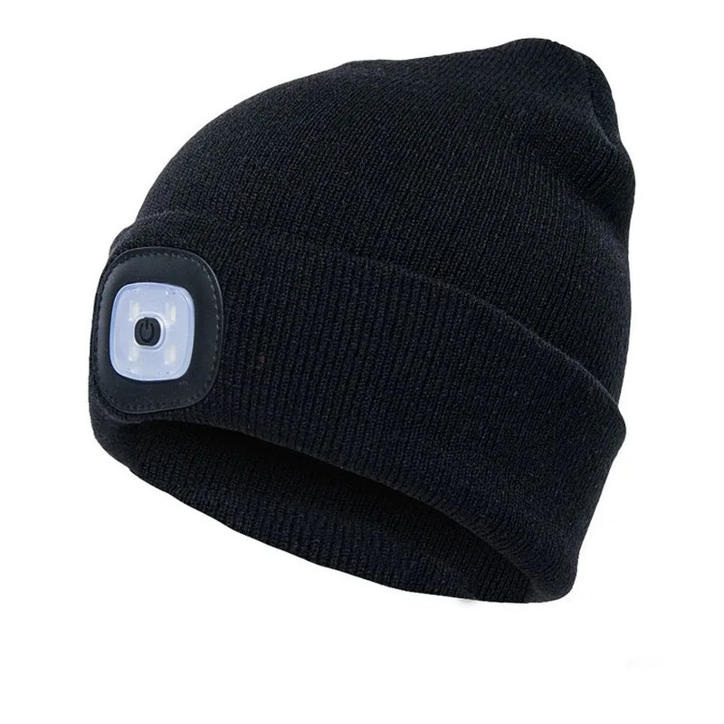 Led Light Knitted Hat Warm Elastic Beanie Autumn Winter Outdoor Sports Night Hiking Fishing Camping Glow Bonnet Unisex Headlight