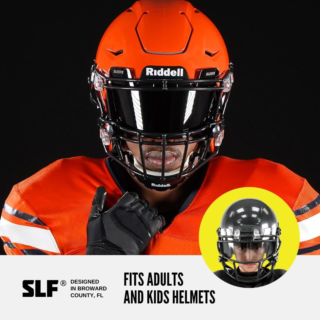 Football Helmet Visor - Tinted Professional Football Visor/Shield - Fits Youth & Adult Helmets - Includes Quick Visor Clips + Microfiber Travel Bag