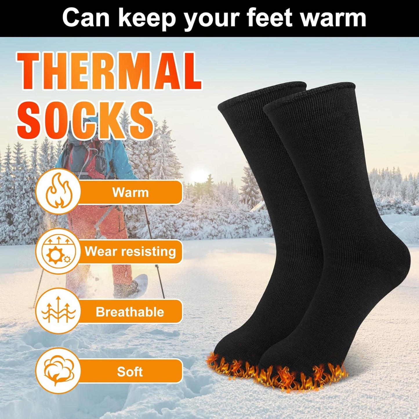 Thermal Socks for Men, Winter Warm Socks Womens for Cold Weather, Outdoor Sports