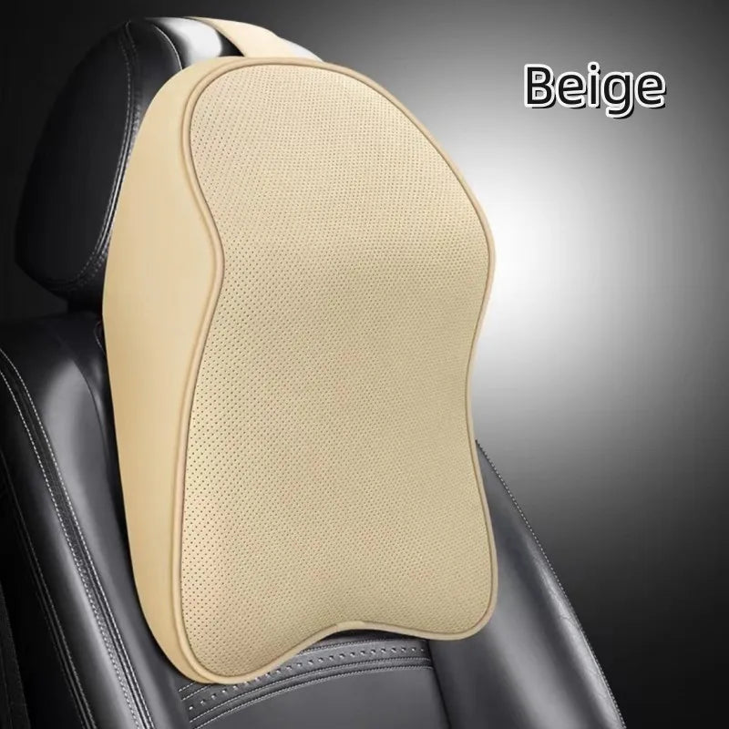 3D Nappa Leather Memory Foam Headrest Car Neck Pillow Support Neck Rest Pillow for Car Pain Relief Travel Neck Support