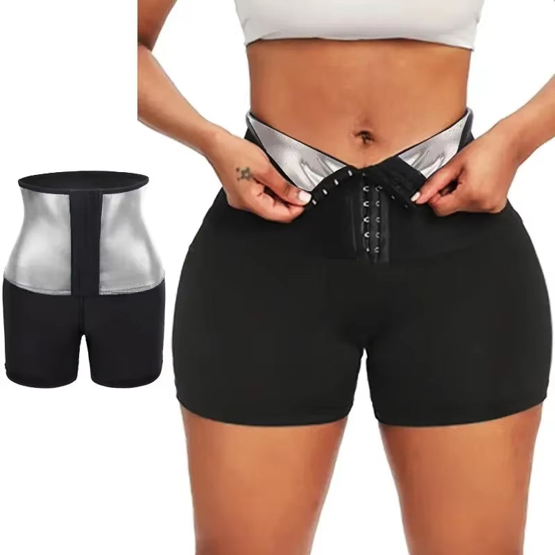 YBFDO Sweat Sauna Pants Body Shaper Weight Loss Slimming Shorts Shapewear Women Waist Trainer Hot Thermo Sweat Pants Fitness