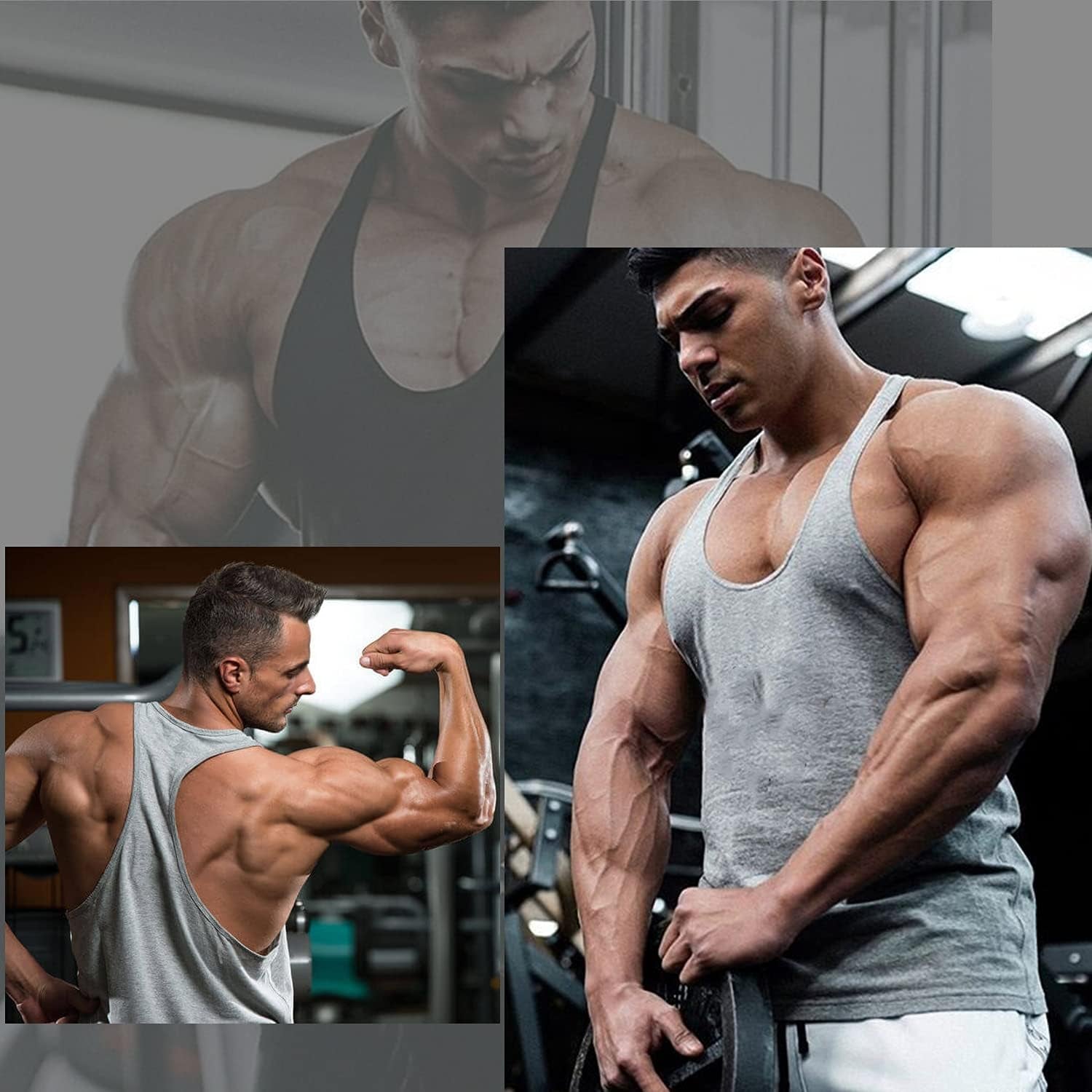 Men'S 3 Pack Gym Workout Tank Tops Y-Back Muscle Tee Stringer Bodybuilding Sleeveless T-Shirts