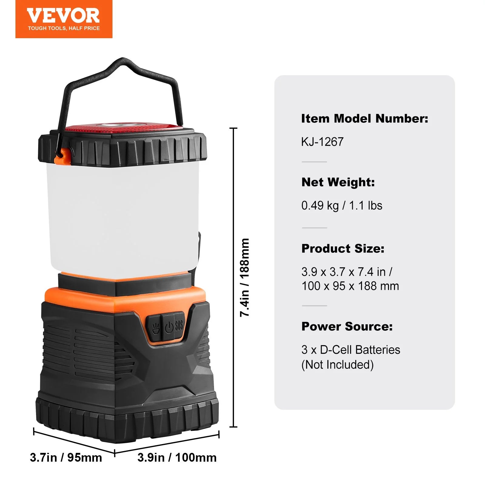 VEVOR LED Camping Lantern Battery Powered All-In-One for Exceptional Experience