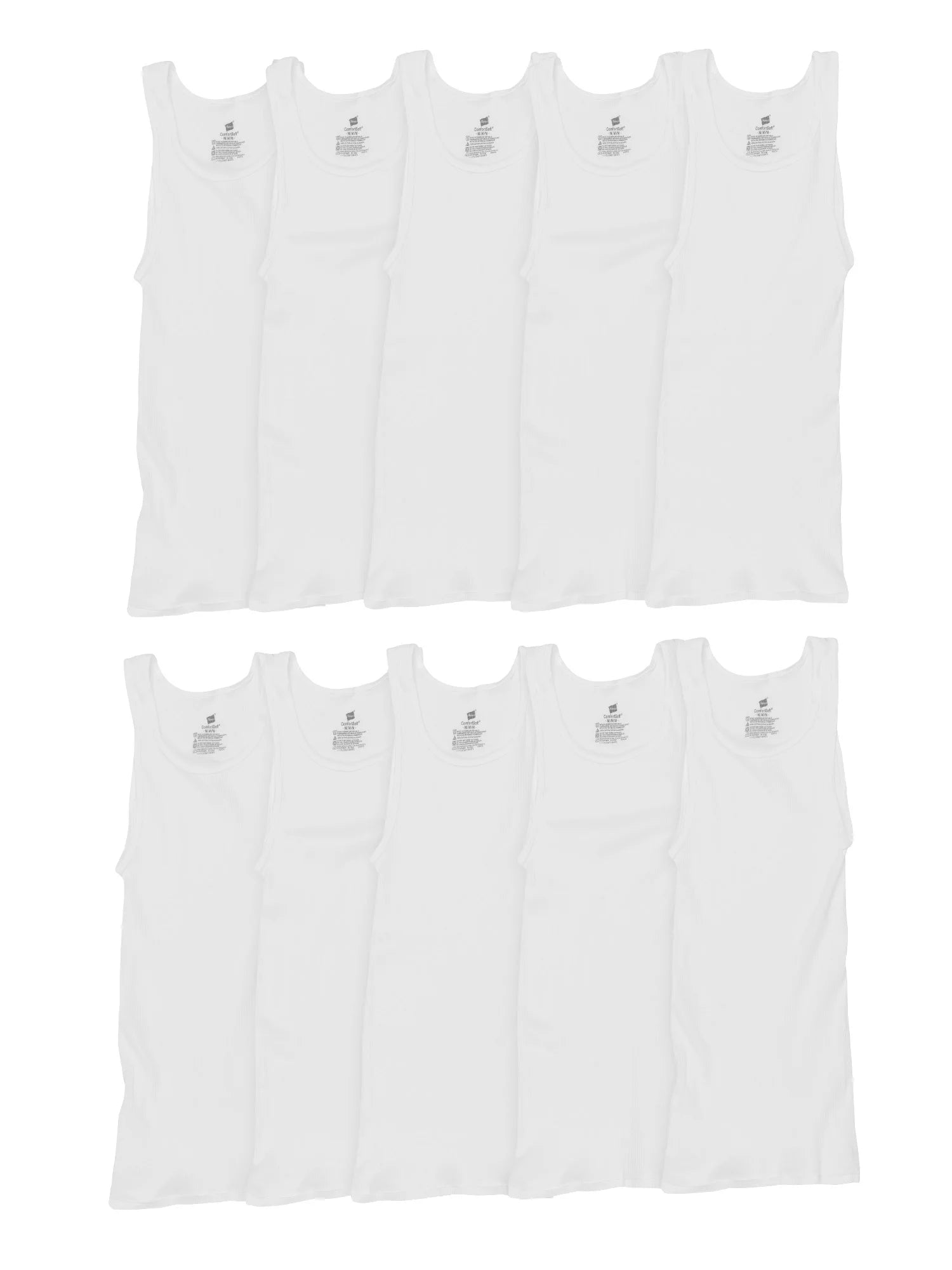 Men'S Super Value Pack White Tank Undershirts, 10 Pack