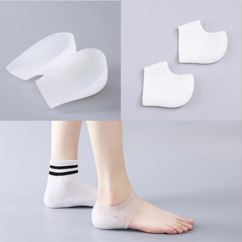 Invisible Height Increase Silicone Socks Gel Heel Pads Orthopedic Arch Support Heel Cushion Soles Insole Foot Massage Unisex