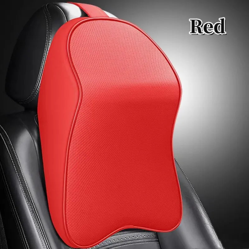 3D Nappa Leather Memory Foam Headrest Car Neck Pillow Support Neck Rest Pillow for Car Pain Relief Travel Neck Support