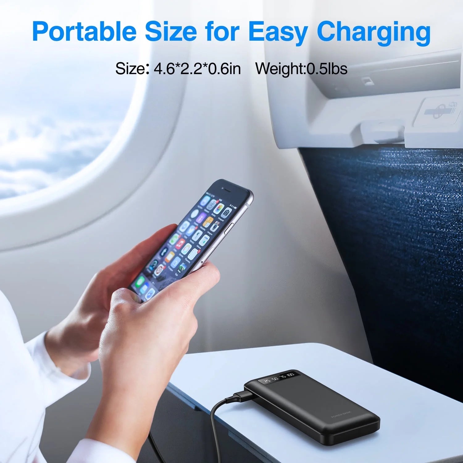 20000Mah Power Bank Portable Charger with Cables, USB Battery Pack Compatible for Iphone & Android Cell Phone