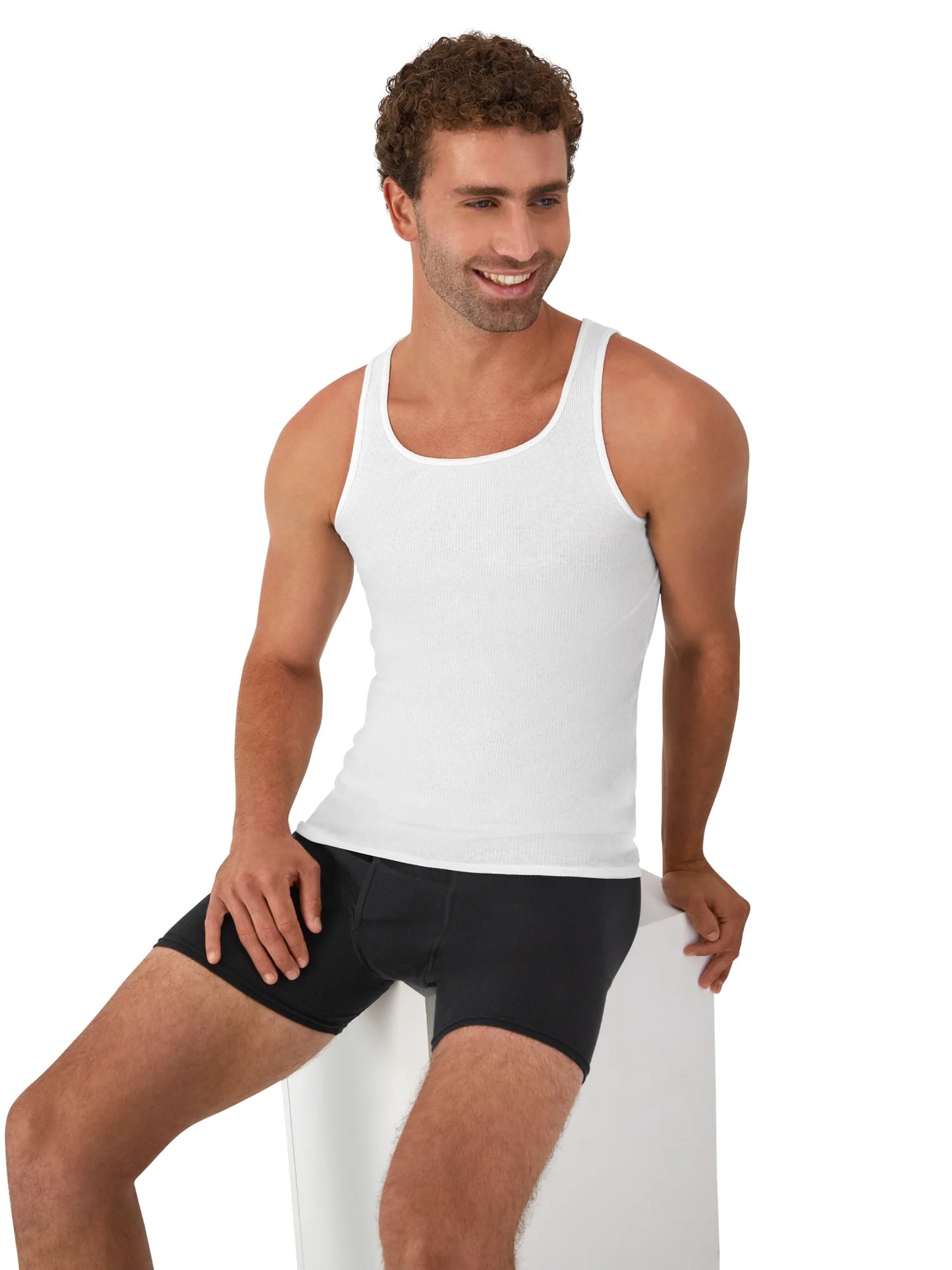 Men'S Super Value Pack White Tank Undershirts, 10 Pack